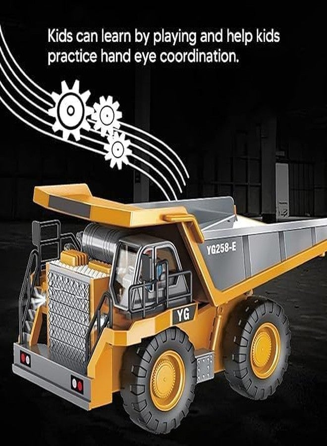 KIDLOOP شاحنة قلابة تعمل بالتحكم عن بعد من كيدلوب، بمقياس 1:24، شاحنة بناء تعمل بالتحكم عن بعد بتردد 2.4 جيجاهرتز و9 قنوات، ألعاب تعليمية للمركبات الهندسية مزودة بإضاءة وموسيقى للأطفال، بنين وبنات. - Image 4